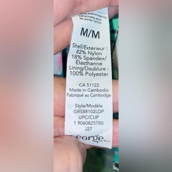 Women George Swimsuit tankini adjustable straps tropical pattern Sz medium - Picture 7 of 10